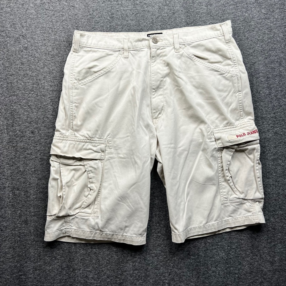 Polo Jeans Co Ralph Lauren Cargo Shorts Mens 36 Beige Freighter Short Cotton